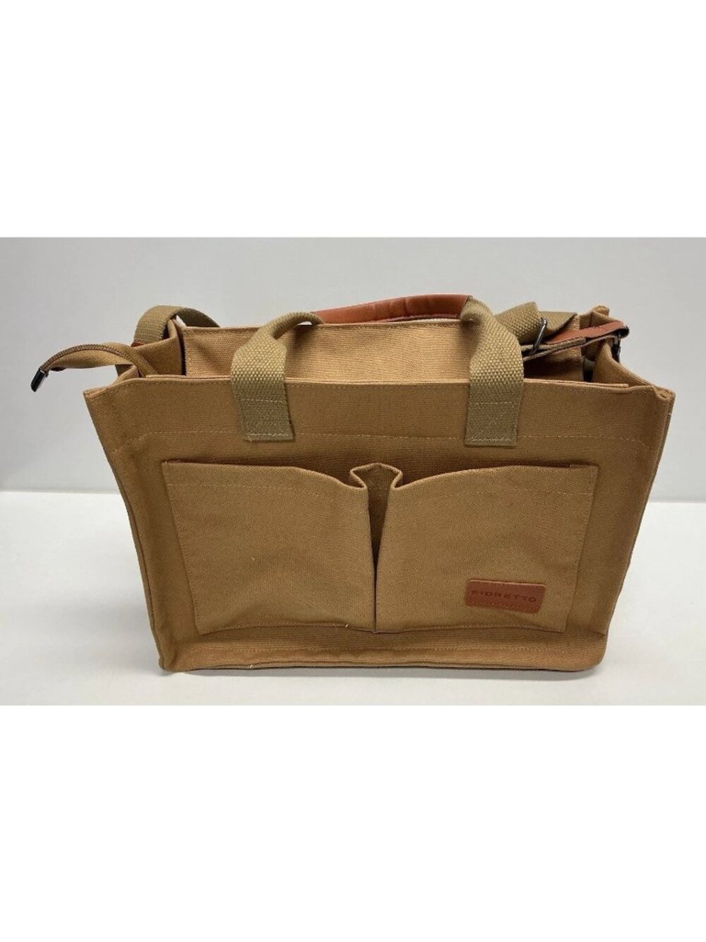 FIORETTO Canvas Tote Bag Women Crossbody Messenger Purse Beige NEW